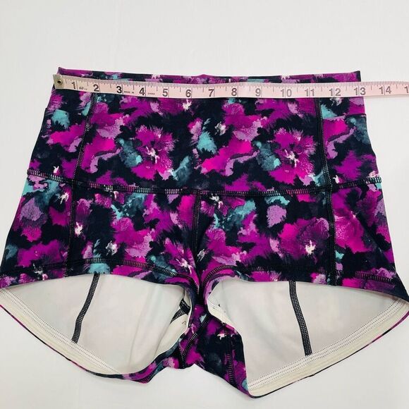 Lululemon Wunder Short 2" Mini Midnight Bloom Black Deep Fuschia Athletic Shorts - Picture 6 of 9